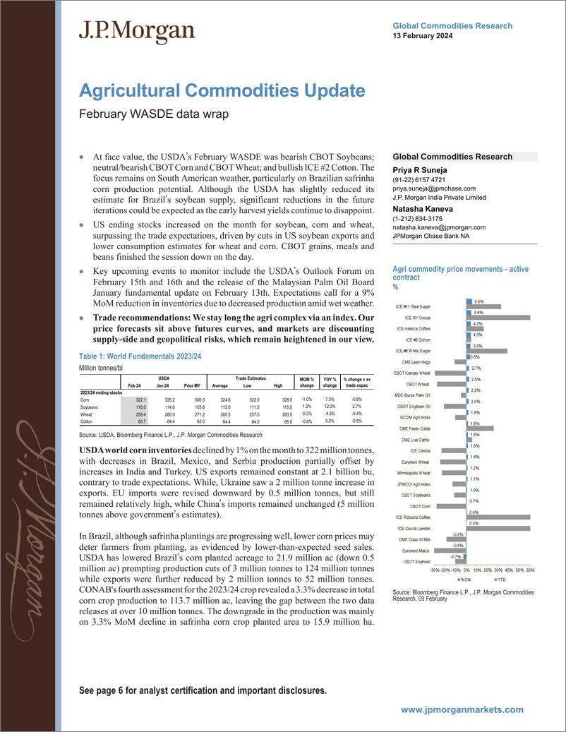 《JPMorgan Econ  FI-Agricultural Commodities Update February WASDE data wrap-106503546》 - 第1页预览图
