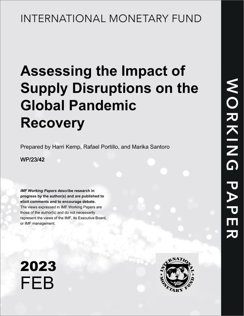 《IMF-评估供应中断对全球大流行性复苏的影响（英）-2023.2-42页》 - 第1页预览图