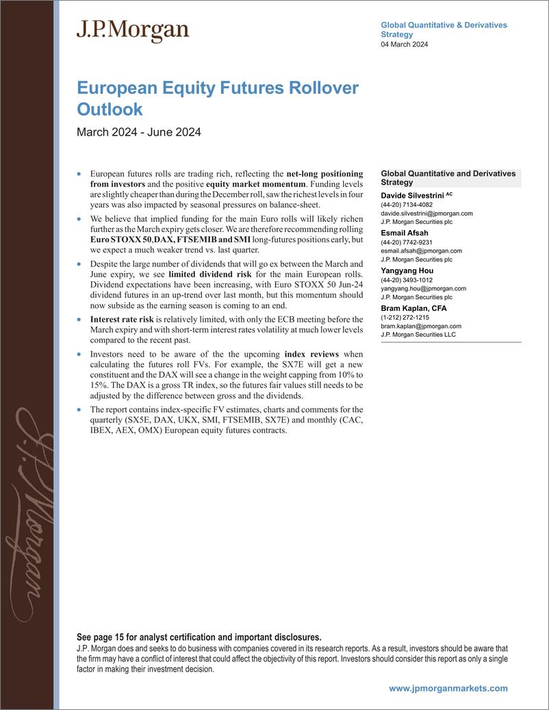 《JPMorgan-European Equity Futures Rollover Outlook March 2024 - June 2...-106855608》 - 第1页预览图