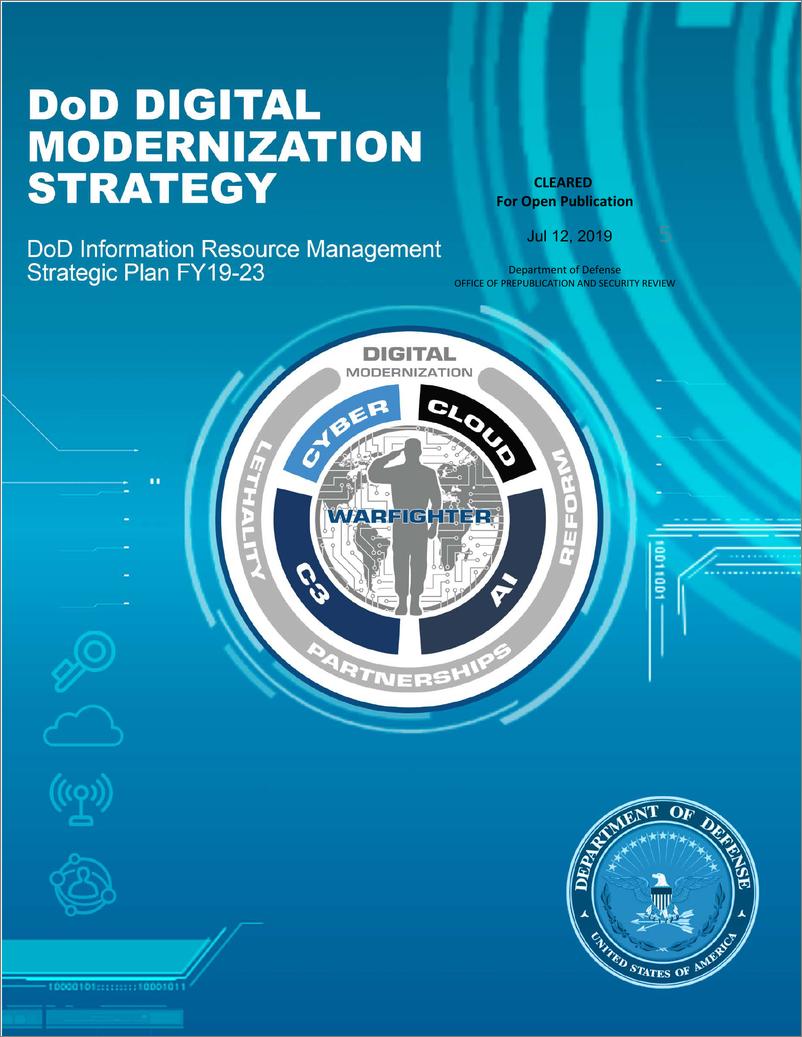 《美国防部-2019数字现代化战略（英文）-2019.7.12-72页》 - 第1页预览图