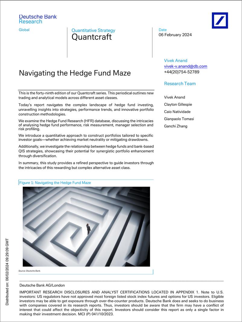 《Deutsche Bank-Quantcraft Navigating the Hedge Fund Maze-106363924》 - 第1页预览图