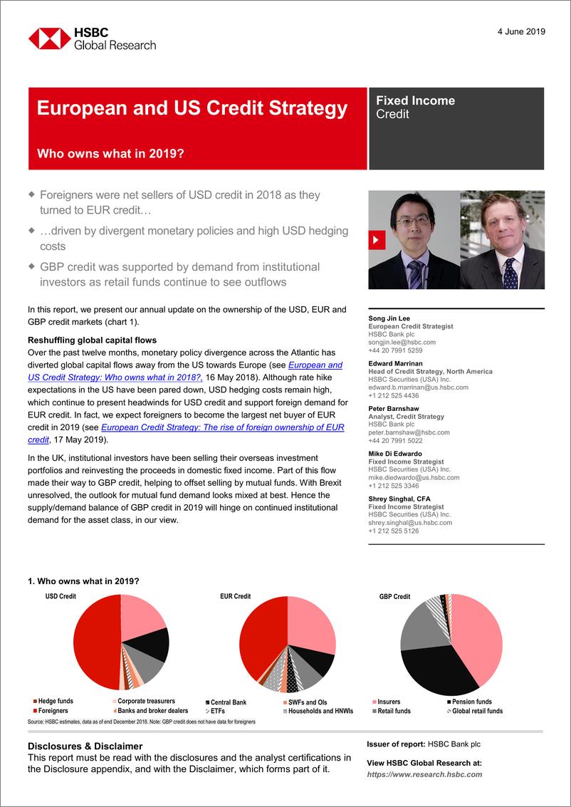 《汇丰银行-全球-信贷策略-欧洲与美股信贷策略：2019年谁将拥有什么？-2019.6.4-55页》 - 第1页预览图