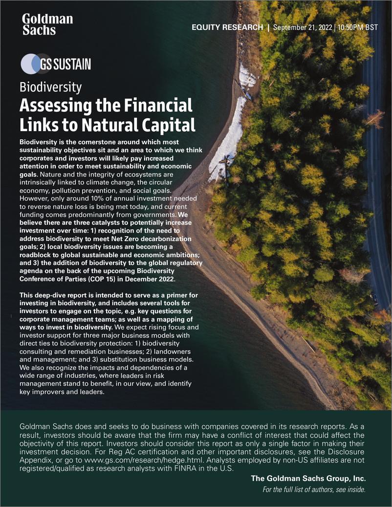 《GS SUSTAI Biodiversit Assessing the Financial Links to Natural Capital(1)》 - 第1页预览图