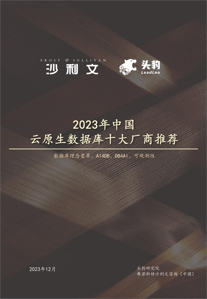 《2023年中国云原生数据库十大厂商推荐》 - 第1页预览图