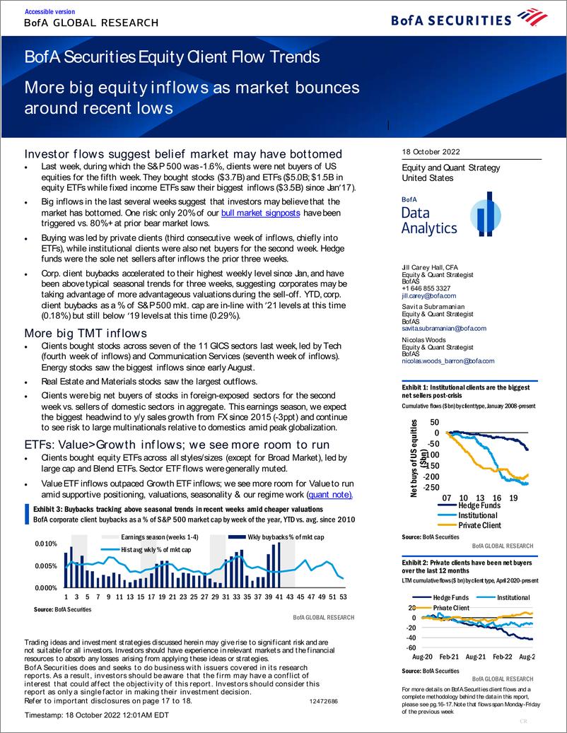 《2022-10-18-BofA Global Research-BofA Securities Equity Client Flow Trends More big equity i...-98769809》 - 第1页预览图