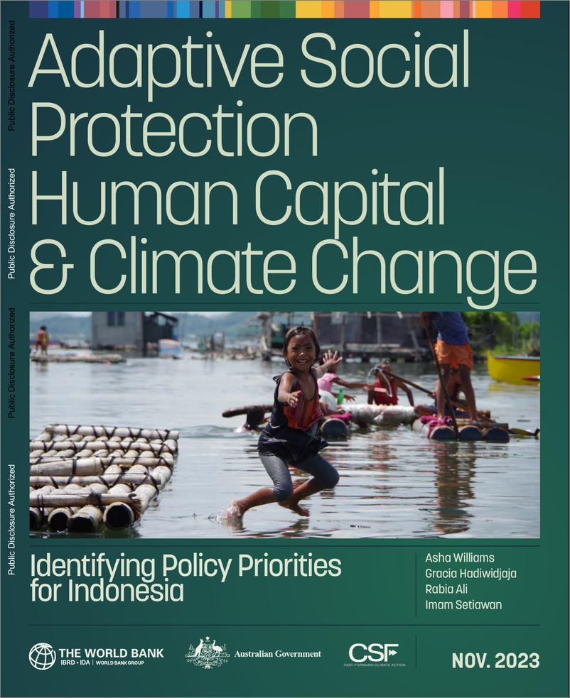 《世界银行-适应性社会保护、人力资本和气候变化：确定印尼的政策重点（英）-87页》 - 第1页预览图