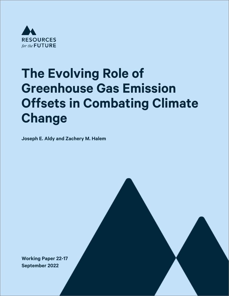 《未来能源研究所-温室气体排放抵消在应对气候变化中的作用（英）-2022.9-38页》 - 第1页预览图