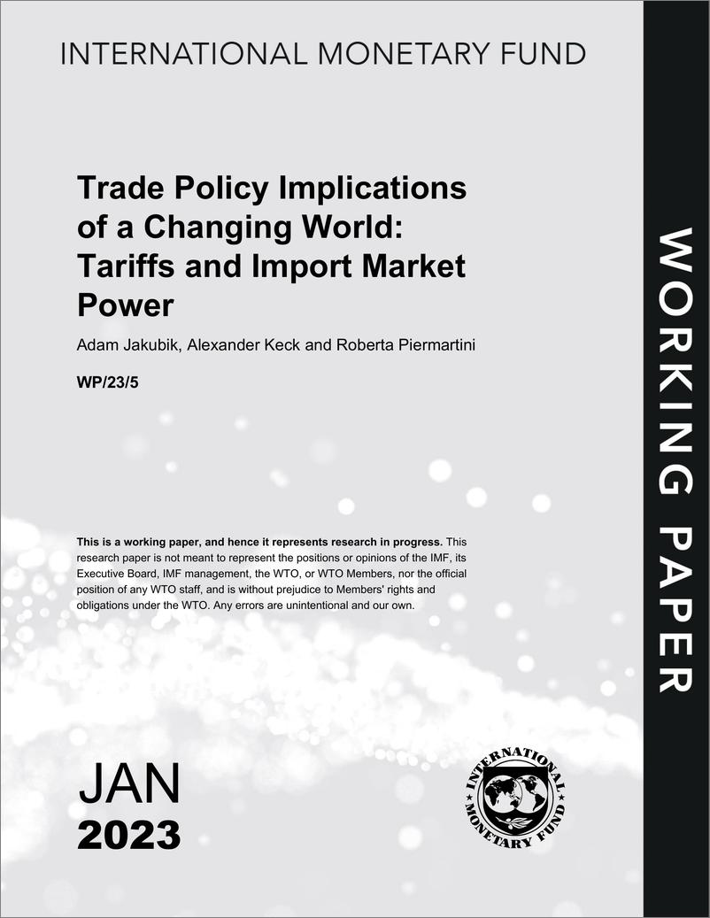 《IMF-不断变化的世界对贸易政策的影响：关税和进口市场力量（英）-2023.1-20页》 - 第1页预览图
