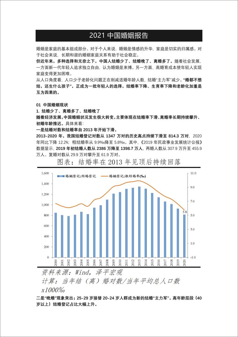 《2021中国婚姻报告-泽平宏观》 - 第1页预览图