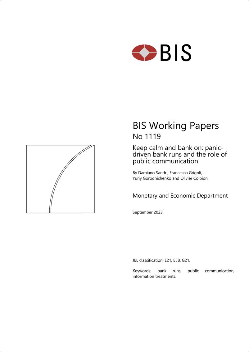 《国际清算银行-保持冷静，继续前行：恐慌驱动的银行挤兑与公众沟通的作用（英）-2023.9-61页》 - 第1页预览图