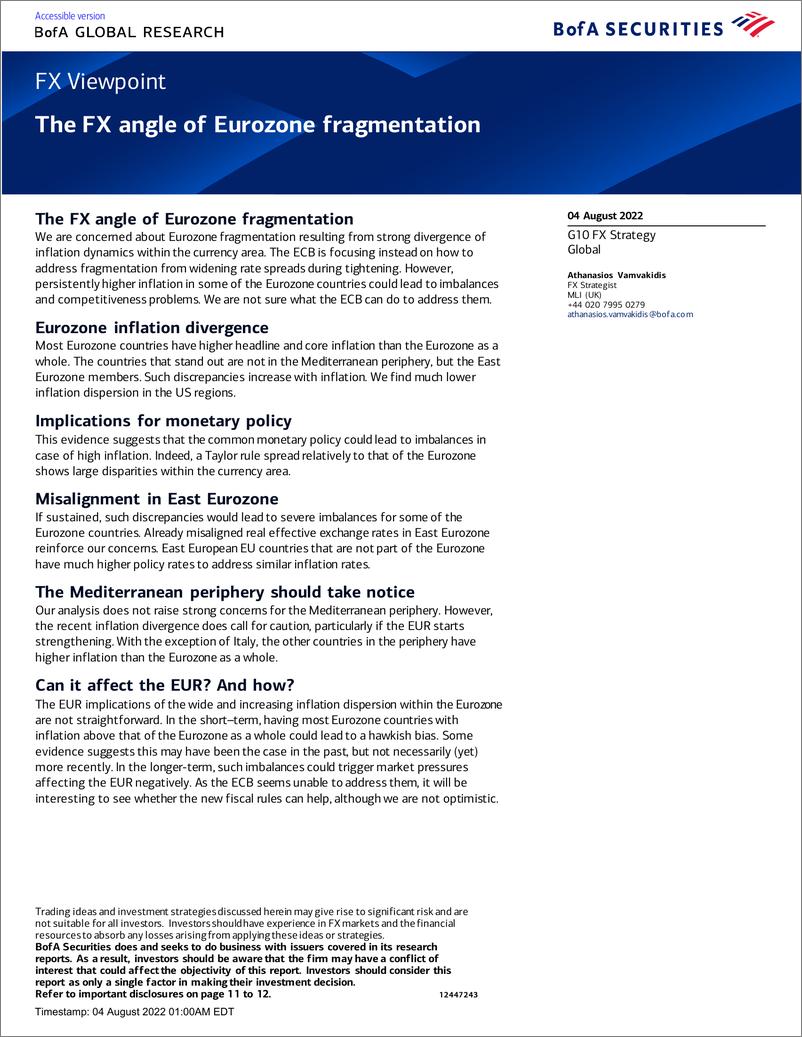 《The FX angle of Eurozone fragmentation》 - 第1页预览图