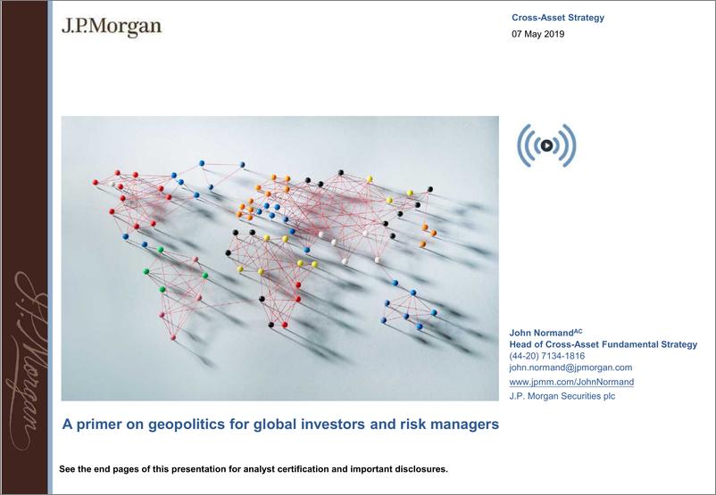《J.P. 摩根-全球投资者地缘政治入门书-2019.5.7-44页》 - 第1页预览图