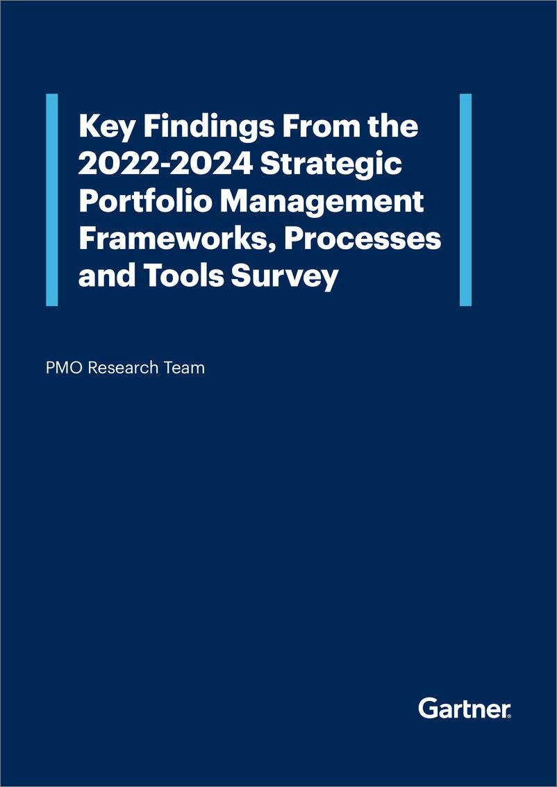 《gartner -2022-2024年战略投资组合管理框架、流程和工具调查的主要发现（英）-2022-10页》 - 第1页预览图