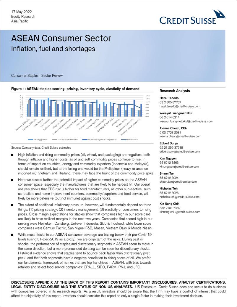 《瑞信-亚太地区消费行业-通货膨胀、燃料和短缺-2022.5.17-29页》 - 第1页预览图