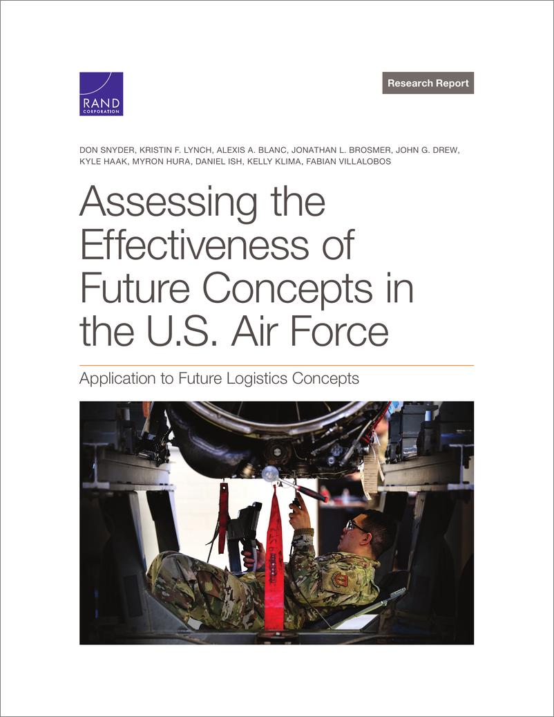 《兰德-评估美国空军未来概念的有效性-未来物流概念的应用（英）-2022.3-66页》 - 第1页预览图