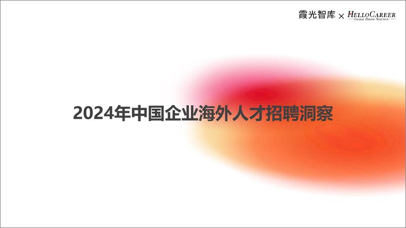 《霞光智库：2024年中国企业海外人才招聘洞察》 - 第1页预览图