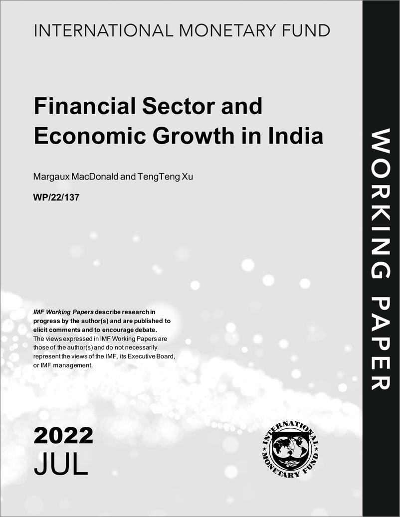 《IMF-印度金融业与经济增长（英）-2022.7-34页》 - 第1页预览图