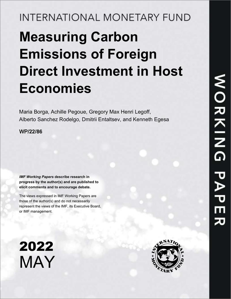 《IMF-衡量东道国外国直接投资的碳排放量（英）-2022.5-33页》 - 第1页预览图
