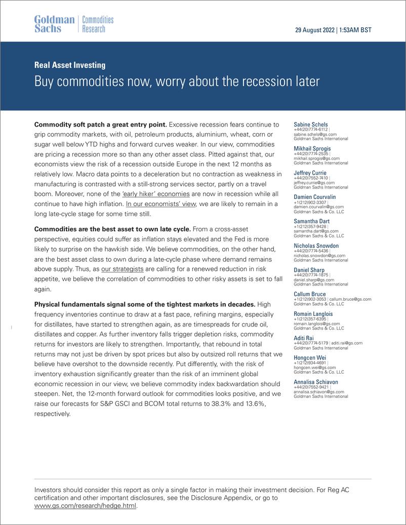 《Real Asset Investin Buy commodities now, worry about the recession later(1)》 - 第1页预览图