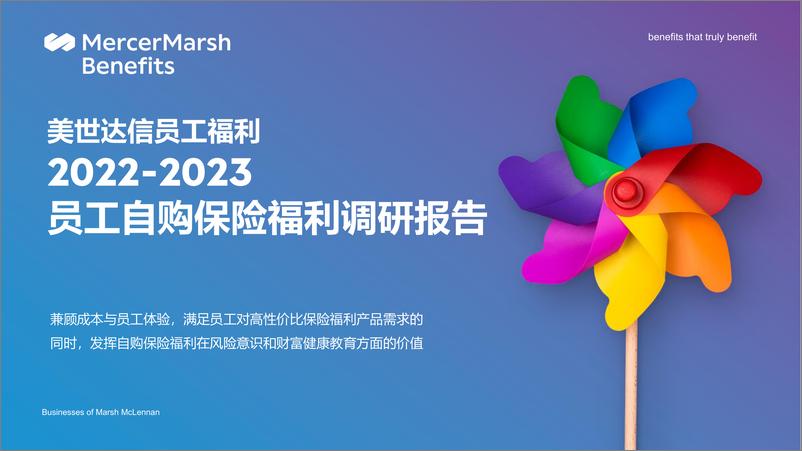 《2022-2023员工自购保险福利调研报告-美世-27页》 - 第1页预览图