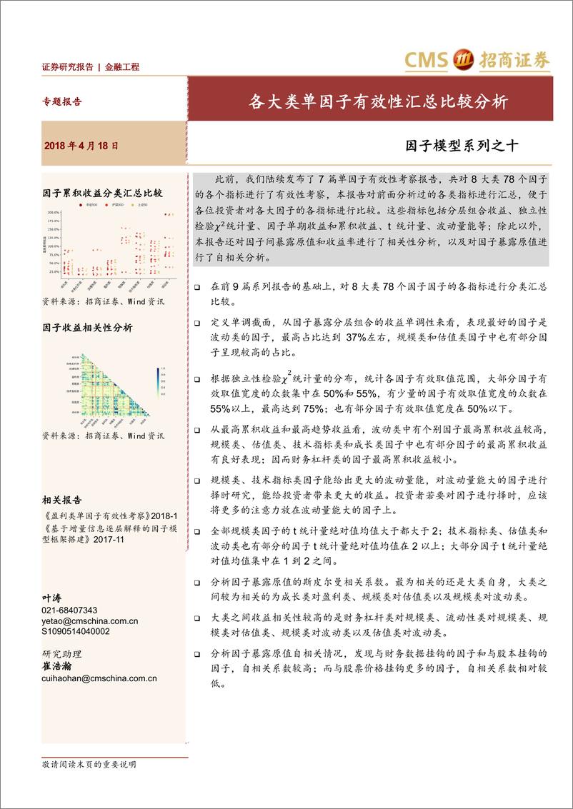 《招商证2018041因子模型系列之十：各大类单因子有效性汇总比较分析》 - 第1页预览图