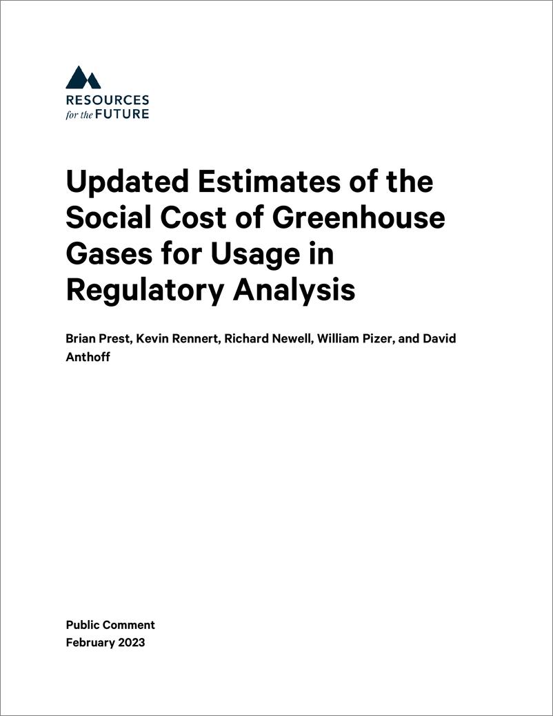 《未来能源研究所-用于监管分析的温室气体社会成本的最新估计（英）-2023.2-7页》 - 第1页预览图