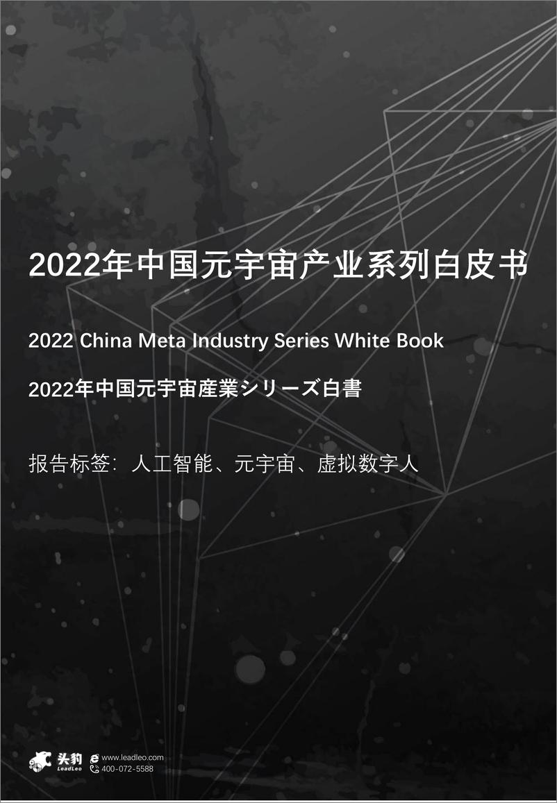 《2022年中国元宇宙产业白皮书》 - 第1页预览图