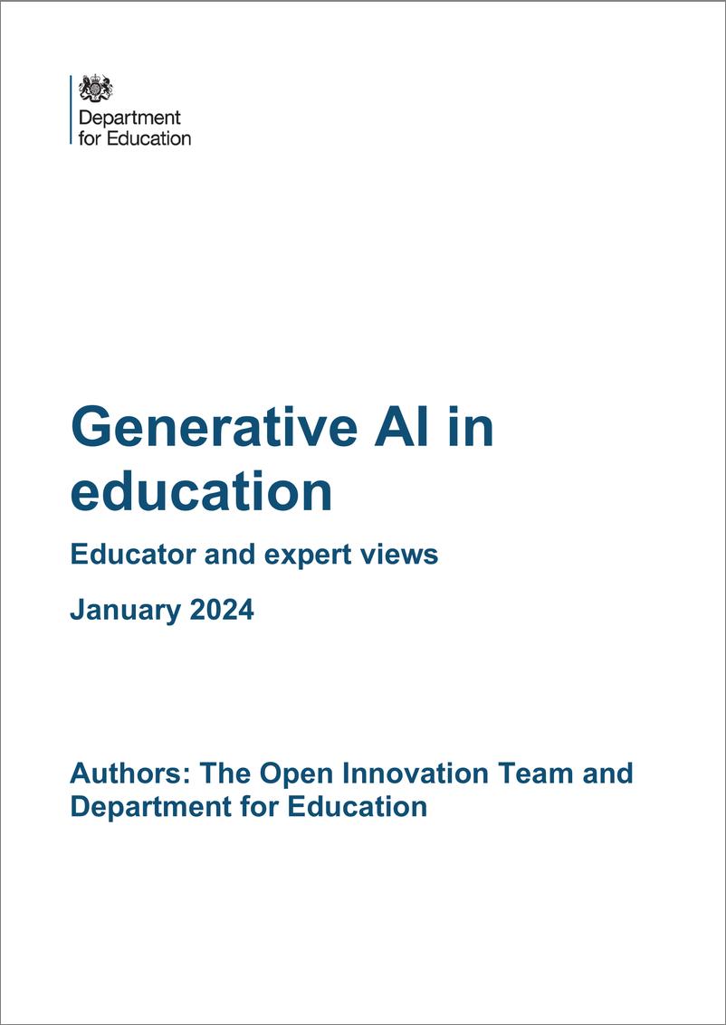 《教育中的生成式人工智能：教育者与专家观点（英）-38页》 - 第1页预览图