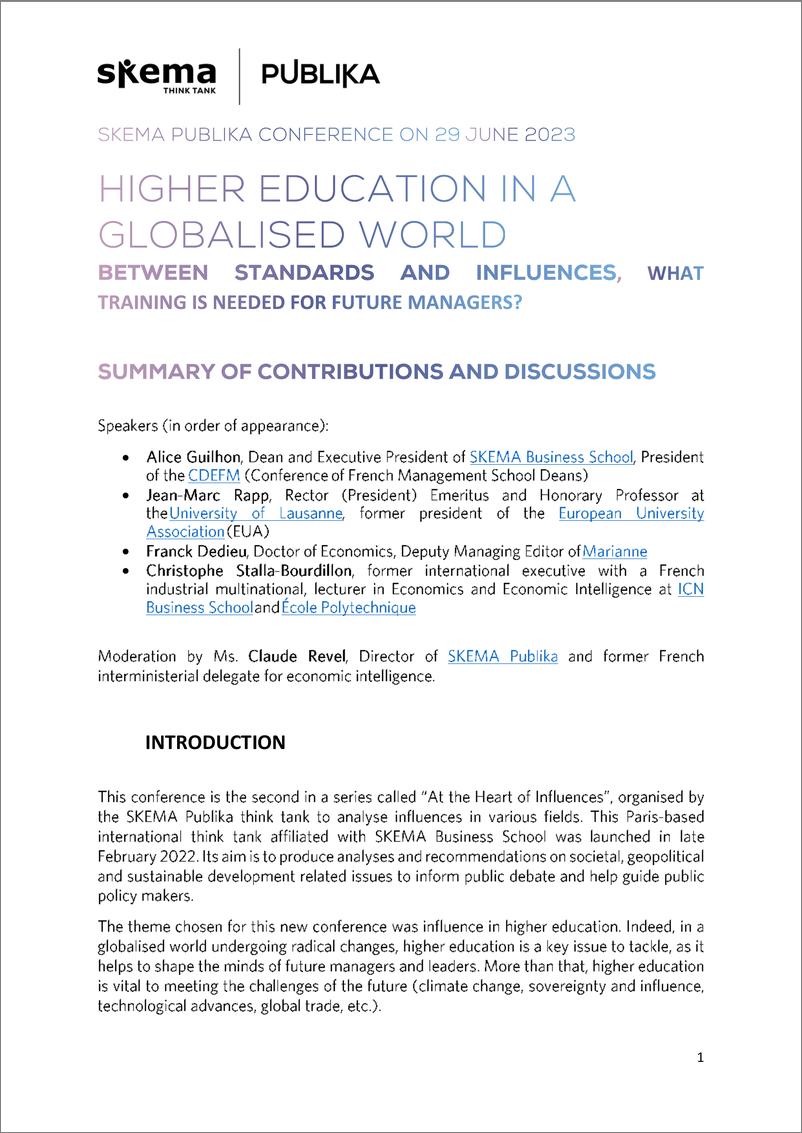 《全球化世界中的高等教育：在标准和影响之间，未来的管理者需要什么样的培训？（英）-2023.7-9页》 - 第1页预览图