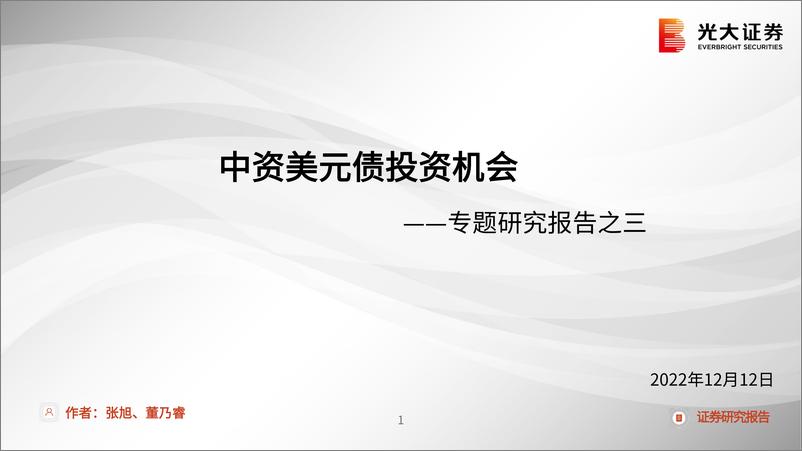 《专题研究报告之三：中资美元债投资机会-20221212-光大证券-29页》 - 第1页预览图