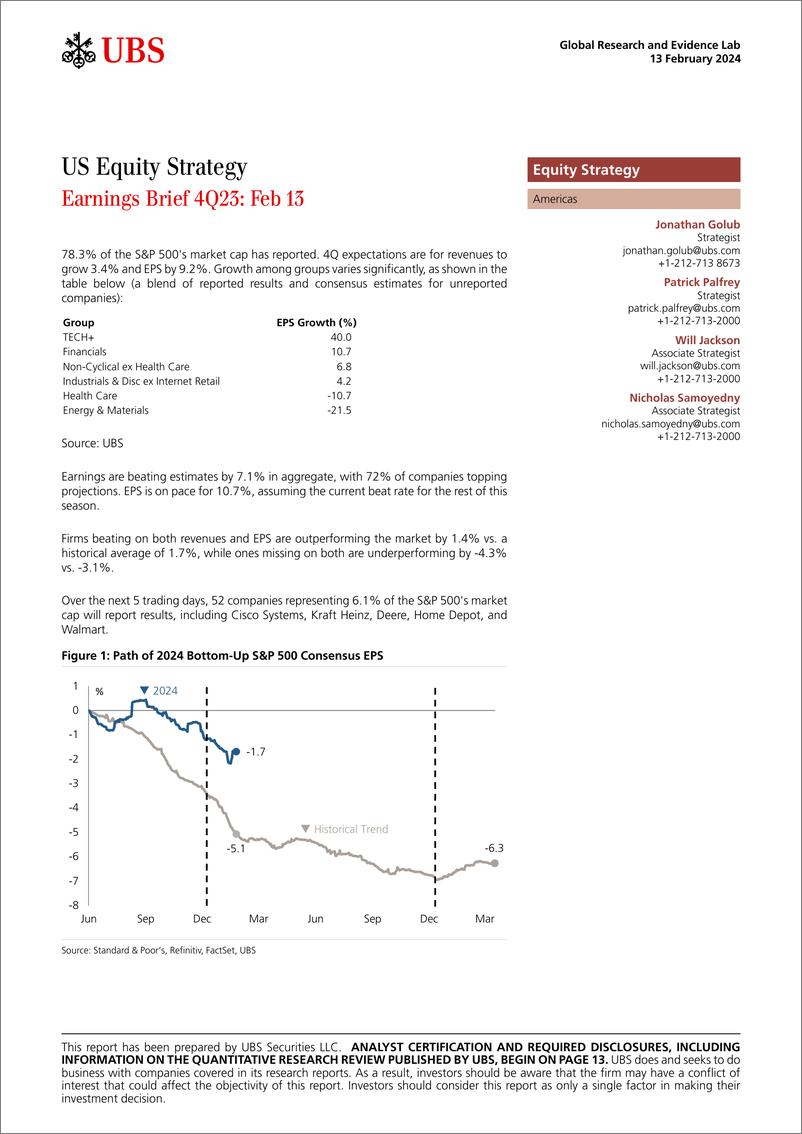 《UBS Equities-US Equity StrategyEarnings Brief 4Q23 Feb 1 Golub-106497709》 - 第1页预览图