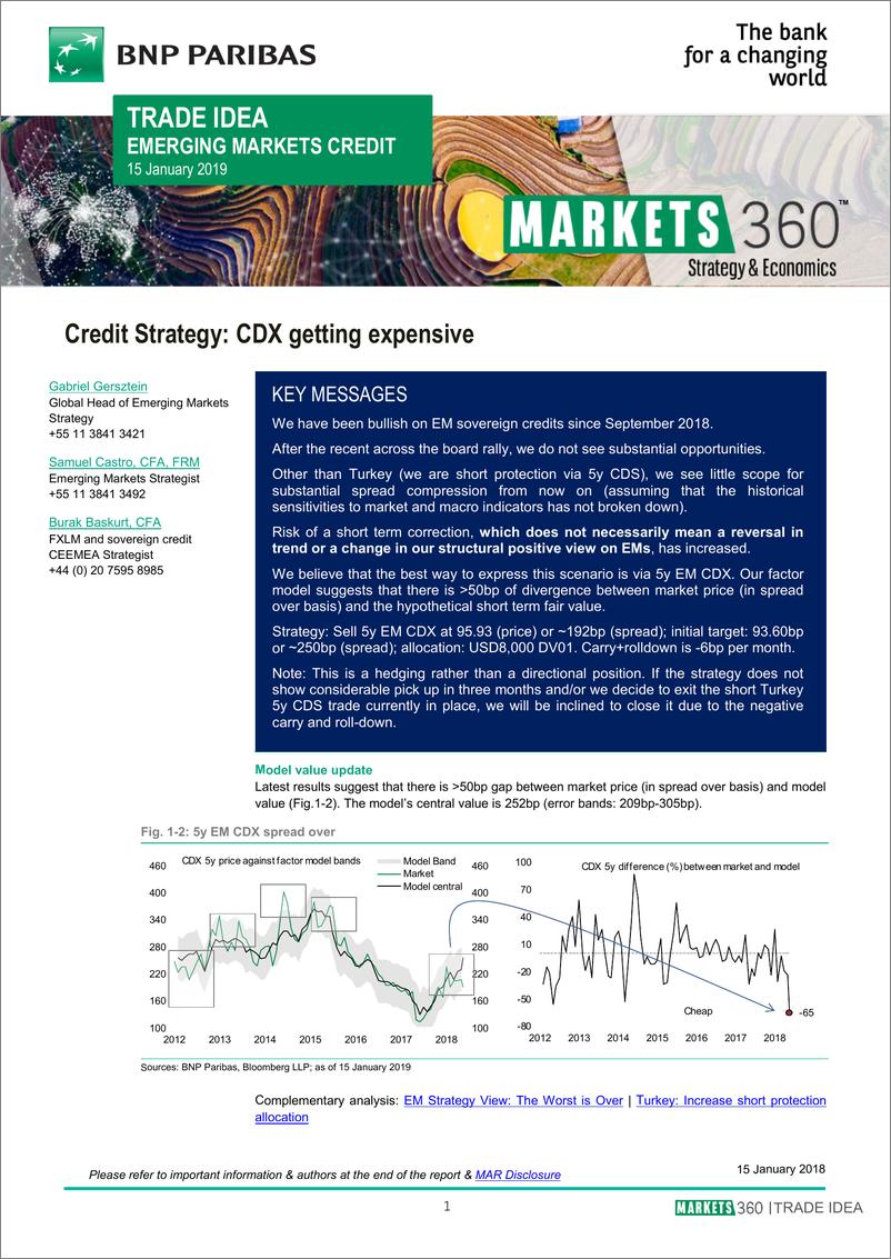 《巴黎银行-新兴市场-外汇策略-信贷策略：CDX变得昂贵-20190115-7页》 - 第1页预览图