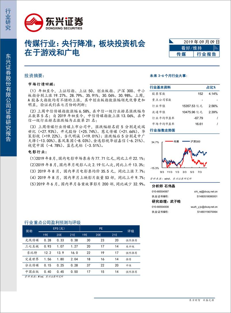 《传媒行业：央行降准，板块投资机会在于游戏和广电-20190909-东兴证券-14页》 - 第1页预览图