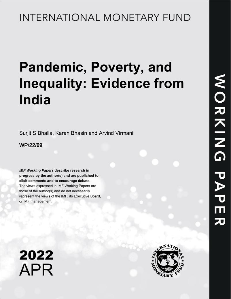 《IMF-流行病、贫困和不平等：来自印度的证据（英）-2022.4-52页》 - 第1页预览图