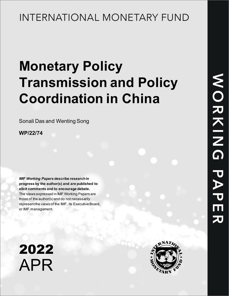 《IMF-中国货币政策传导与政策协调（英）-2022.4-40页》 - 第1页预览图