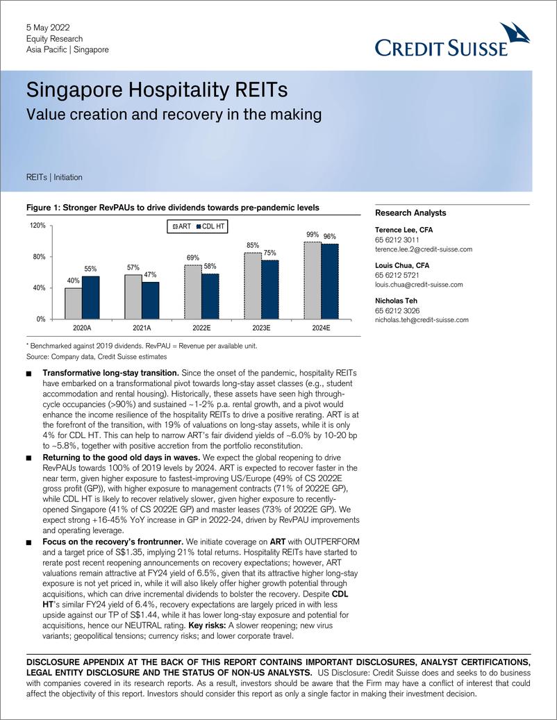 《瑞信-亚太地区酒店行业-新加坡酒店房地产投资信托基金：价值的创造与恢复-2022.5.5-41页》 - 第1页预览图