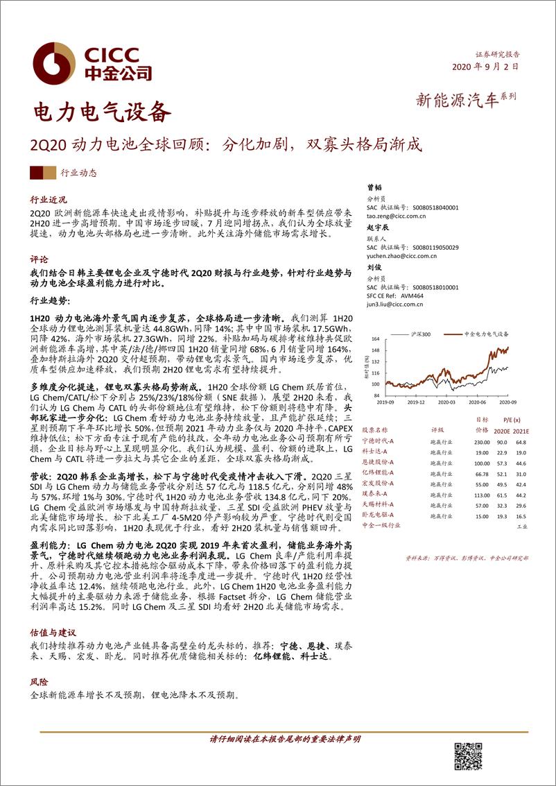 《2020年  【14页】2Q20动力电池全球回顾，分化加剧，双寡头格局渐成》 - 第1页预览图