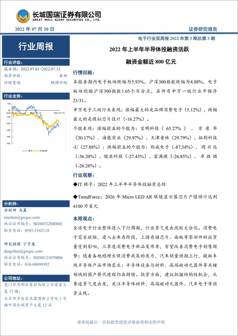 《2022年上半年半导体投融资活跃，融资金额近800亿元》 - 第1页预览图