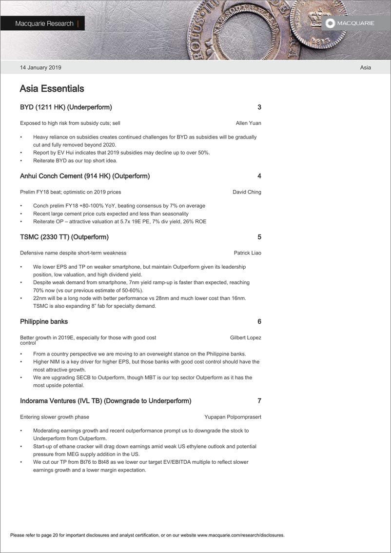 《麦格理-亚太地区-宏观策略-亚太宏观要闻-2019.1.14-22页》 - 第1页预览图