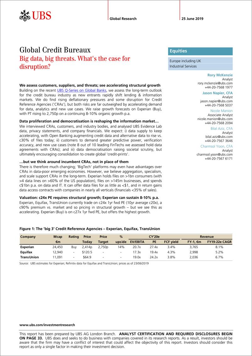 《瑞银-欧洲-信贷策略-全球信贷局：大数据，大威胁-2019.6.25-38页》 - 第1页预览图