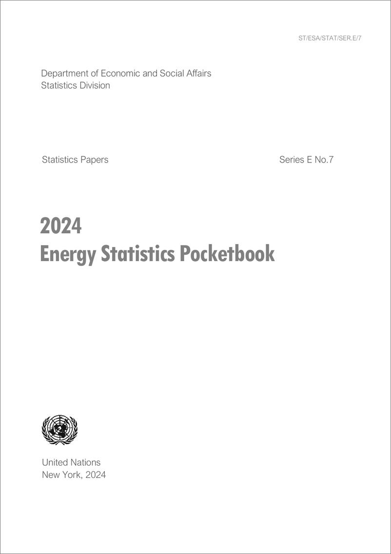 《2024全球能源统计口袋书（英文版）-联合国》 - 第1页预览图