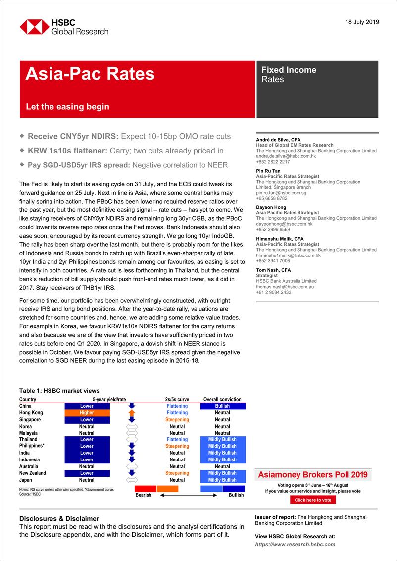 《汇丰银行-亚太地区-宏观策略-亚太利率：重启宽松-2019.7.18-35页》 - 第1页预览图