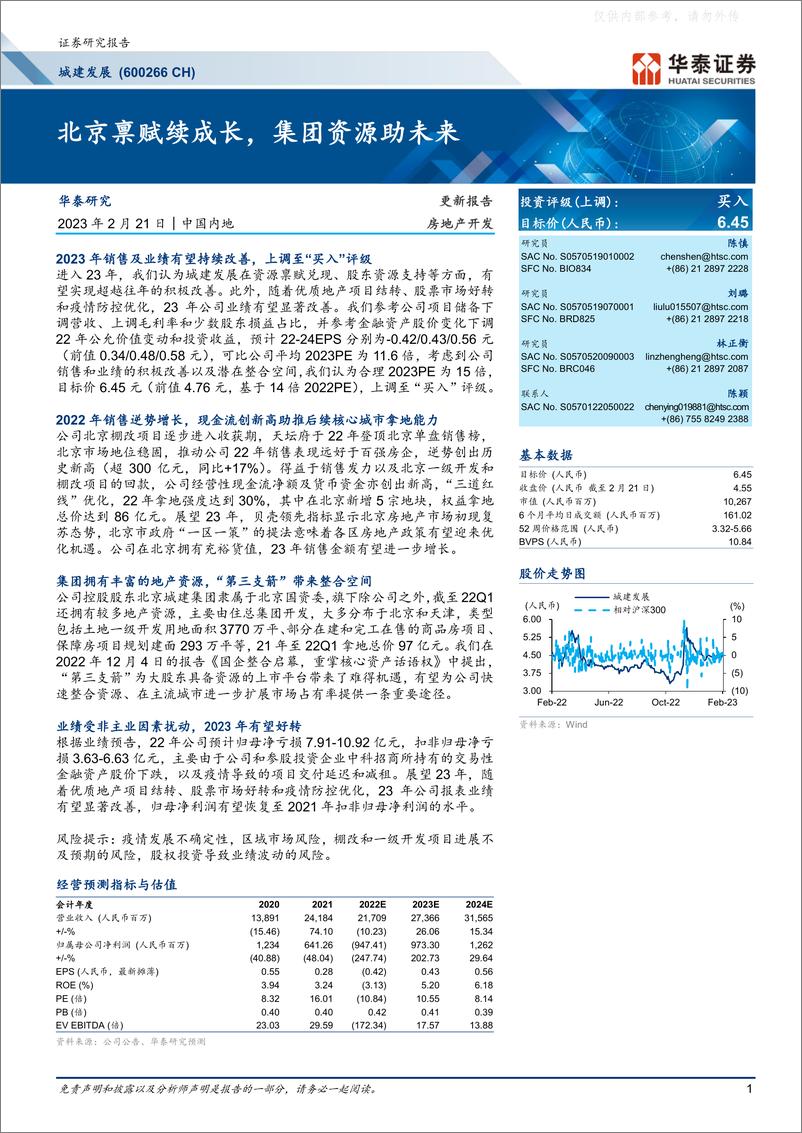 《华泰证券-城建发展(600266)北京禀赋续成长，集团资源助未来-230221》 - 第1页预览图
