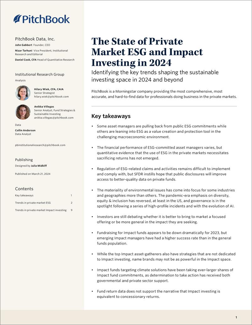 《PitchBook-2024年私人市场ESG和影响力投资状况（英）-2024-14页》 - 第1页预览图