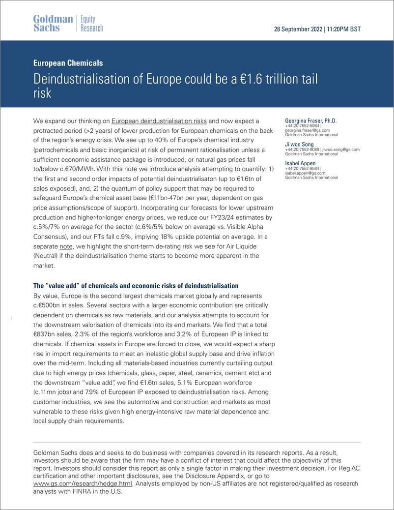 《European Chemical Deindustrialisation of Europe could be a €1.6 trillion tail risk (1)》 - 第1页预览图