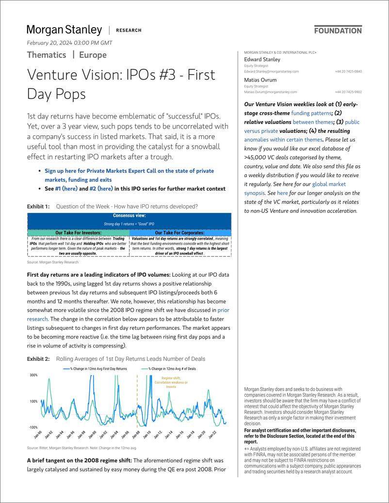 《Morgan Stanley-Thematics Venture Vision IPOs #3 - First Day Pops-106599755》 - 第1页预览图
