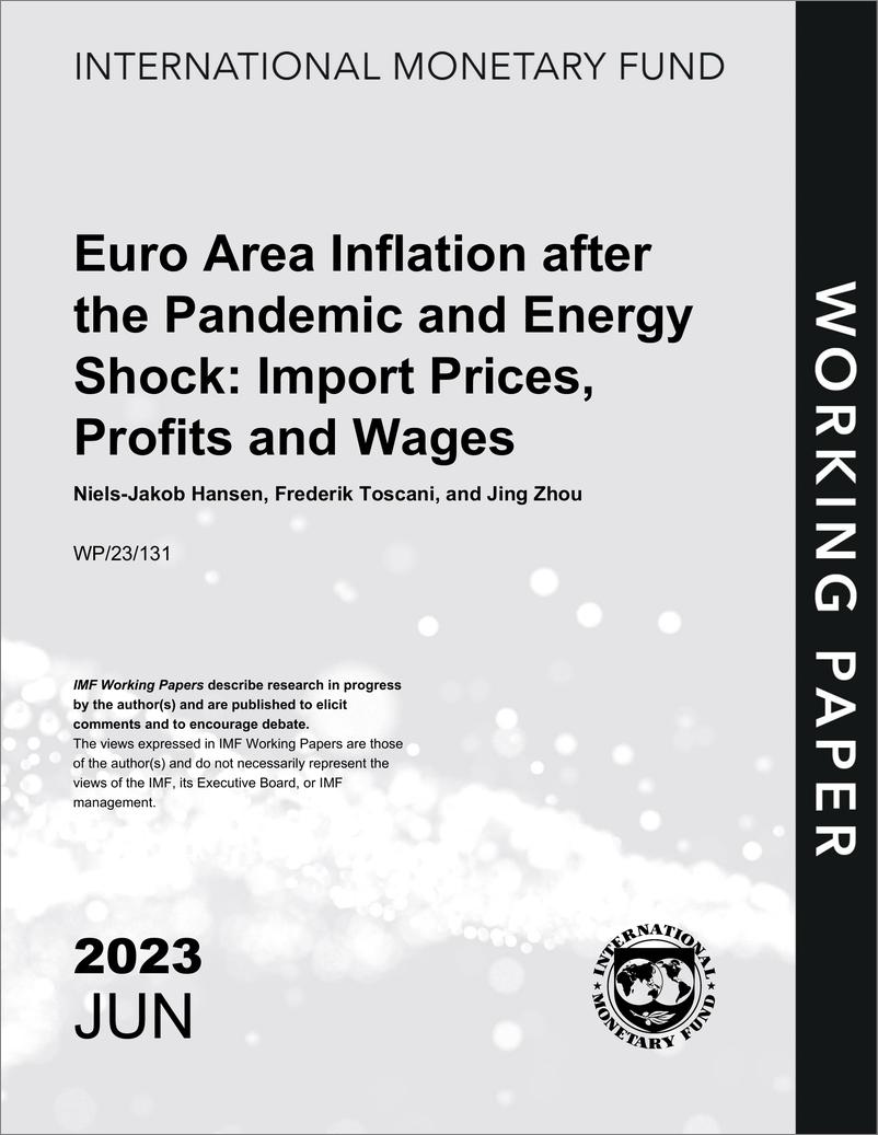 《IMF-疫情和能源冲击后的欧元区通货膨胀：进口价格、利润和工资（英）-2023.6-22页》 - 第1页预览图