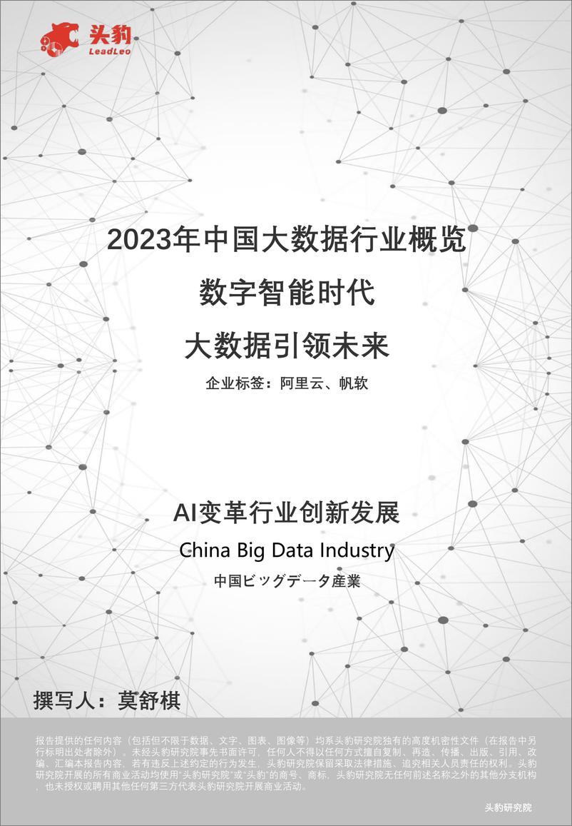 《2023年中国大数据行业概览：数字智能时代＋大数据引领未来-21页》 - 第1页预览图