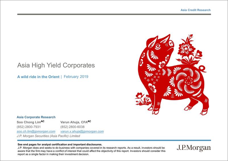 《J. P. 摩根-亚太地区-投资策略-亚洲高收益公司：疯狂奔跑的东方-2019.2-50页》 - 第1页预览图