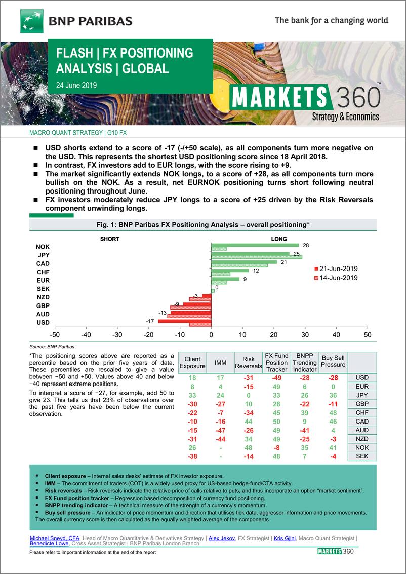 《巴黎银行-全球-外汇策略-全球外汇定位分析-20190624-13页》 - 第1页预览图